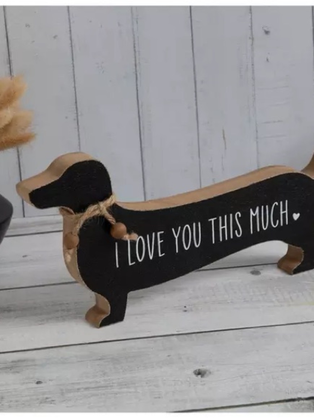 Dachshund Wooden Sign - "I Love You This Much" - Black
